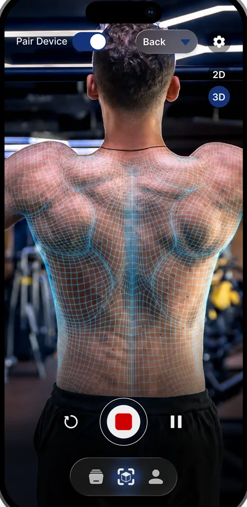 UniScan capturing a live depth mesh of a person's back