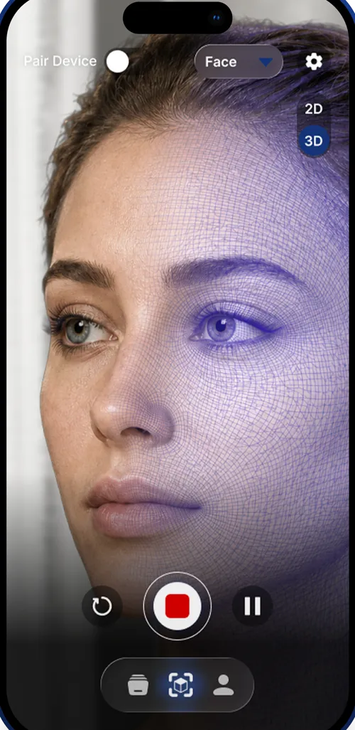 Real-time depth mesh capturing facial geometry